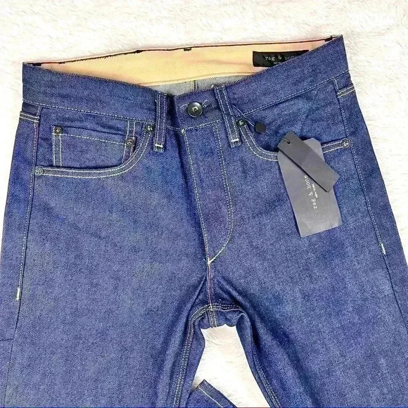 NWT Rag & Bone Fit 2 Raw Dark Wash Denim Slim Fit Full-Length Jeans Size 27/33 - Picture 3 of 14